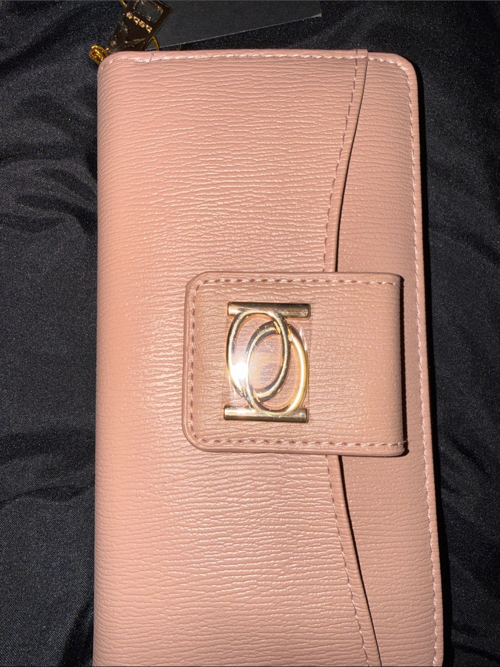bebe Blush Pink Wallet with Gold Emblem